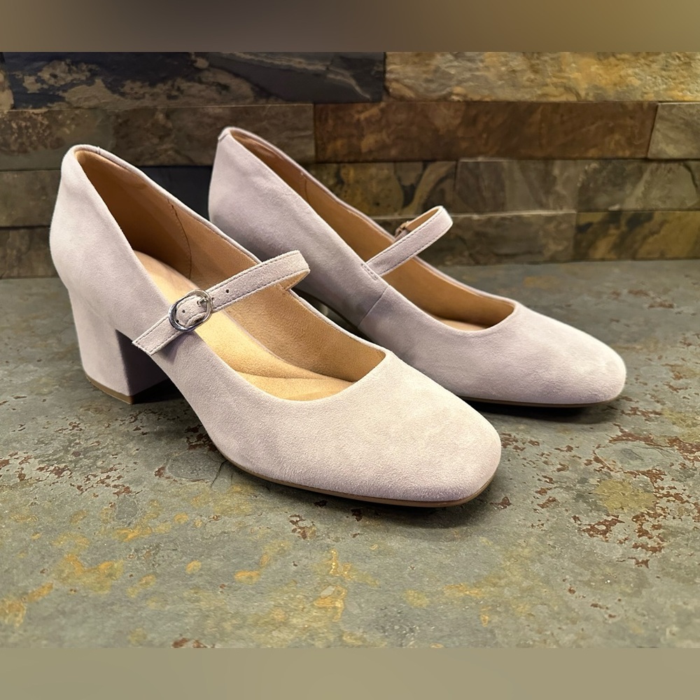 Rockport Lavender Suede Mary Jane Block Heels